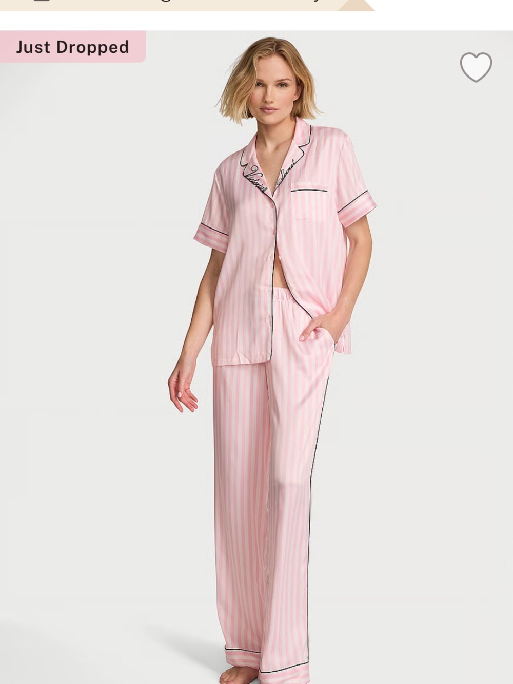 Victoria's Secret Pink & White Satin Stripe PJ Set - Picture 2 of 2
